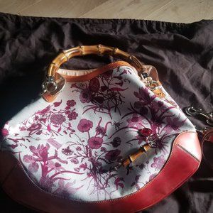 Gucci Multicolor Floral Canvas and Leather Peggy Bamboo Hobo